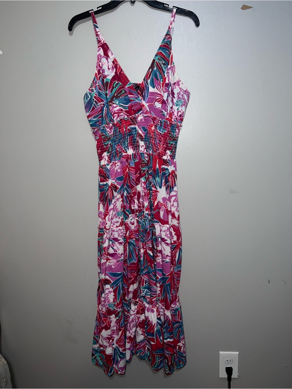 Metro 227 Floral Maxi Dress in Pink, Teal & Red